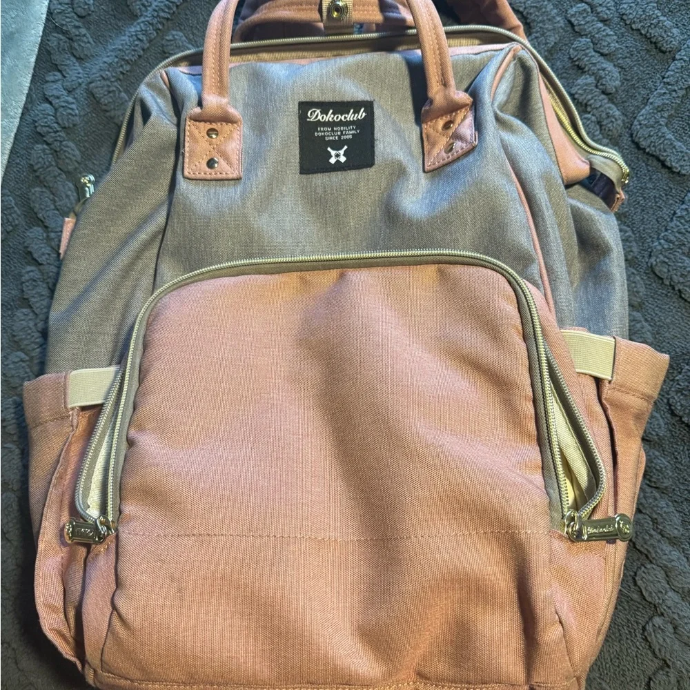 Pink and Gray Diaper Bag